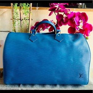 BEAUTIFUL LOUIS VUITTON SPEEDY 35 BLUE EPI LEATHER